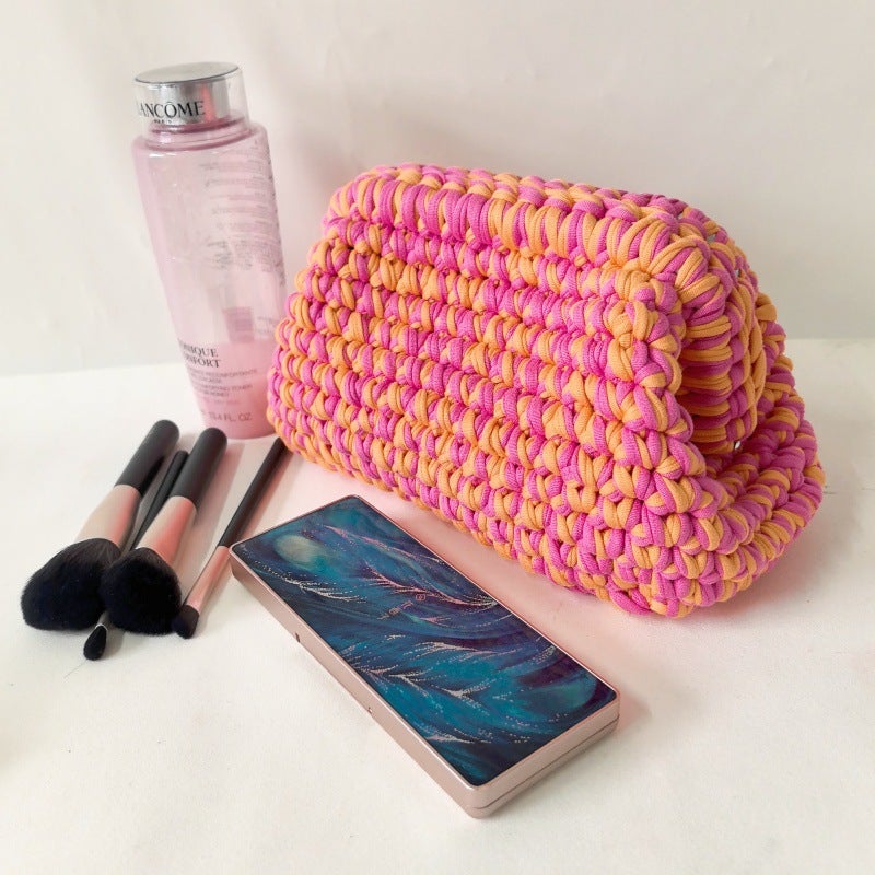 Dopamine Cloth Crochet Hand Bag, Ins Crochet Cloth Hand Bag, Cloud Night - Image 2